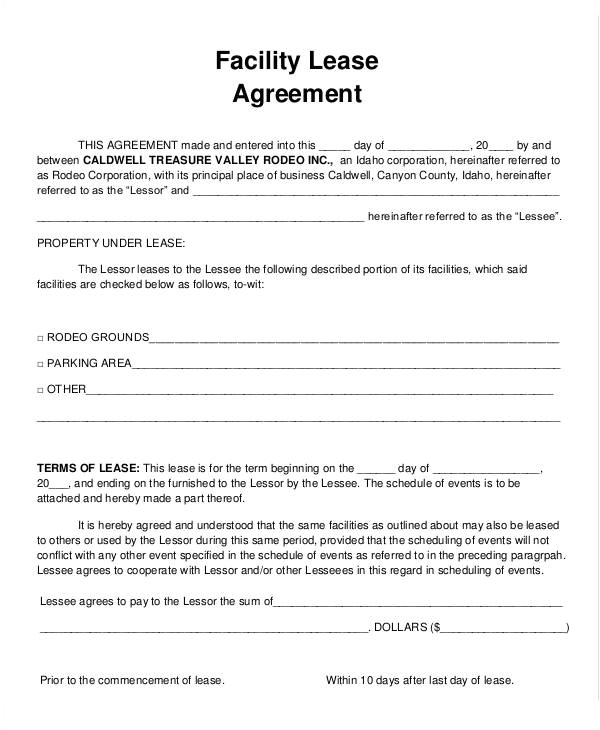 facility agreement template