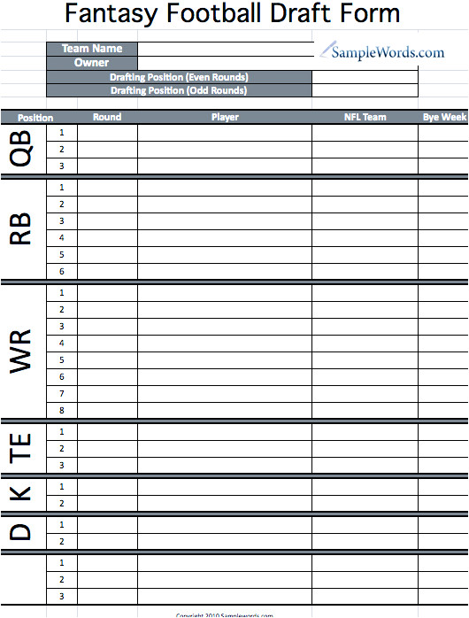 fantasy football blank draft sheet free download