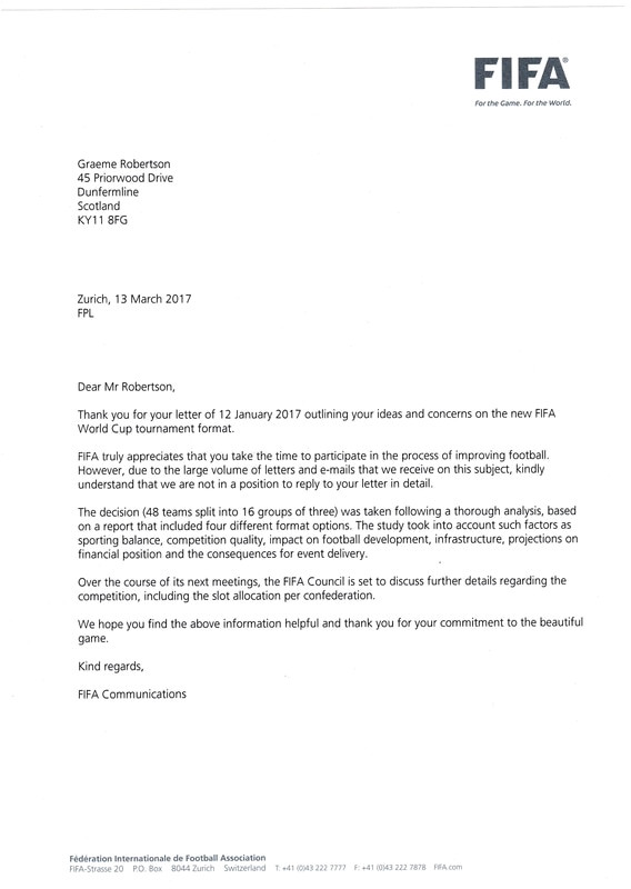 letter to fifa