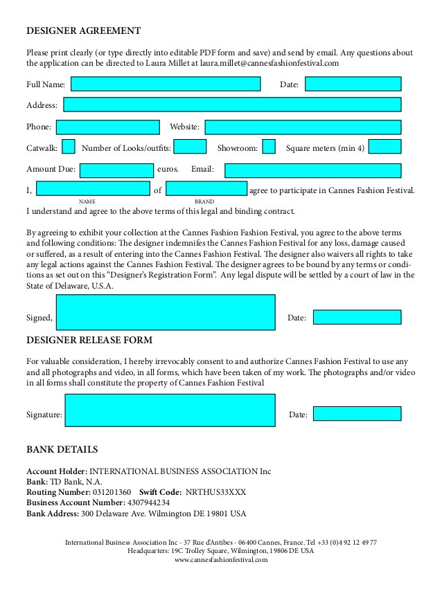 Fashion Show Contract Template Fashion Festival Designers Contract 1