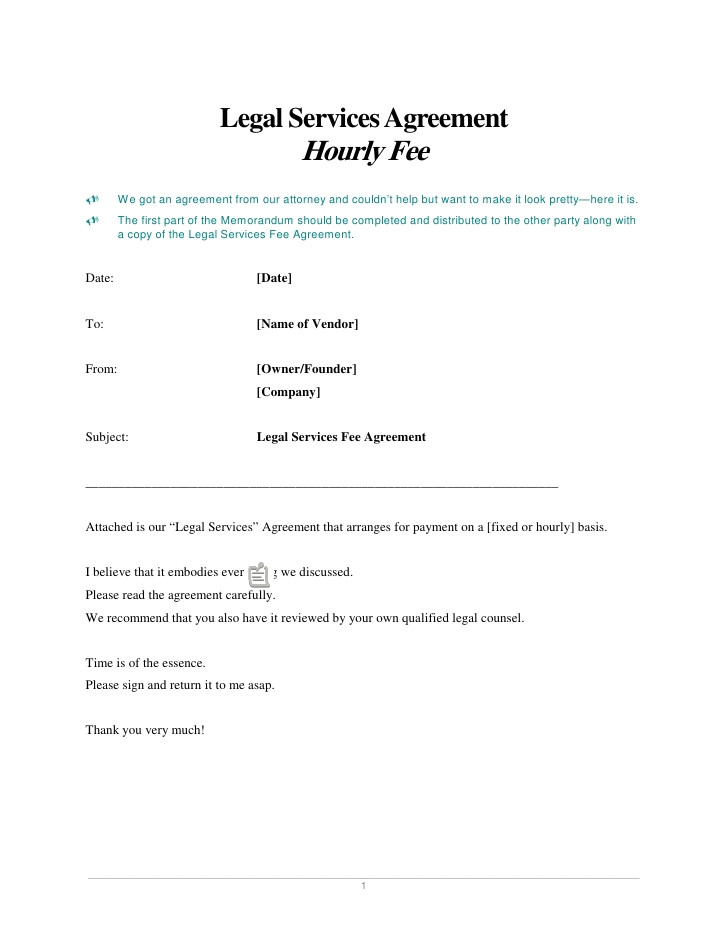legal services agreement hourly fee