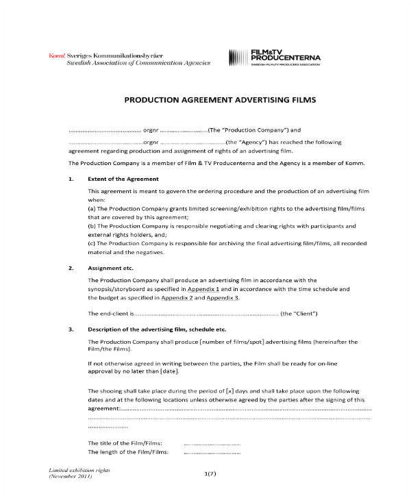 film production contract templates