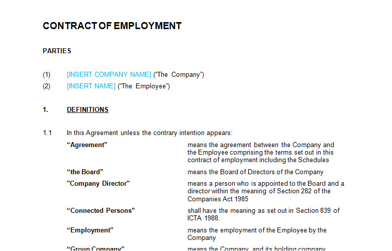 employment contract fixed term template