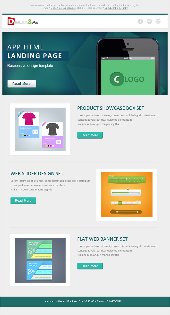 Flat Design Email Template Flat Email Template Design Psd Design3edge Com