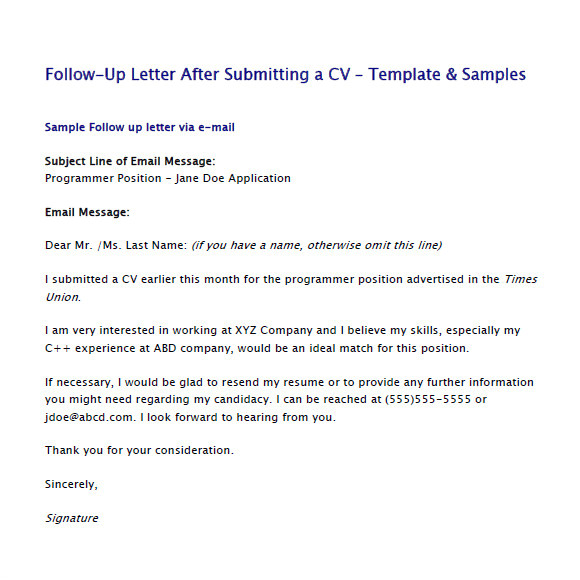 Follow Up Email after Sending Resume Template Sample Follow Up Email 5 Examples format