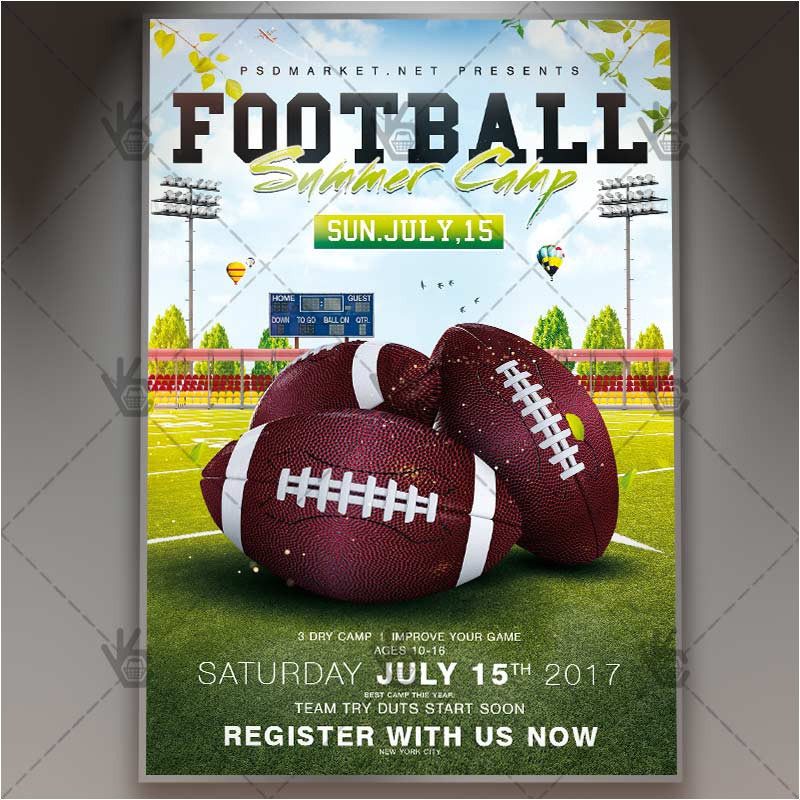 Football Camp Flyer Template Free Football Summer Camp Premium Flyer Psd Template Psdmarket