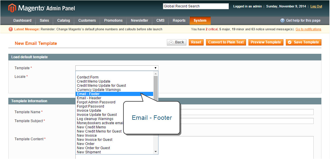 email template footer custom