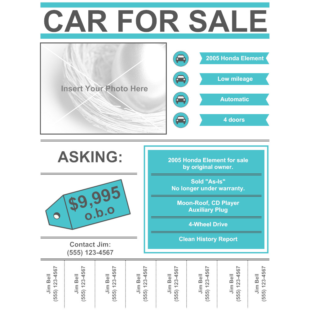 car for sale flyer
