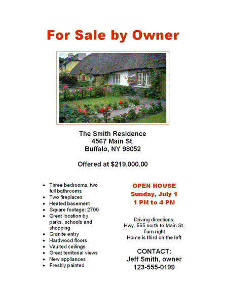 beautiful easy to use for sale by owner flyer