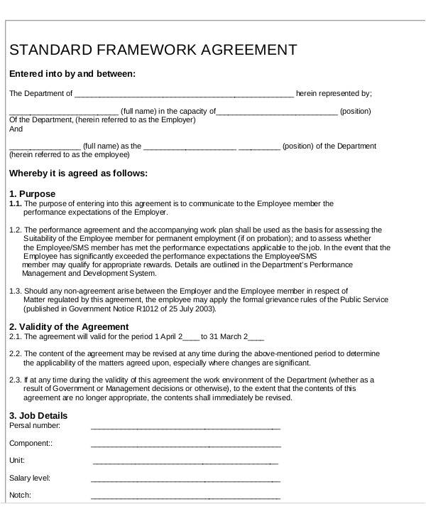 framework agreement templates