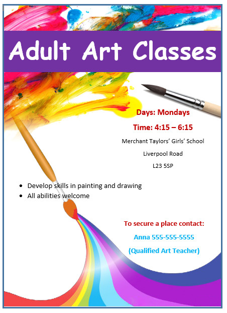 Free Art Class Flyer Template Painting Workshop Flyer Template Microsoft Word Templates