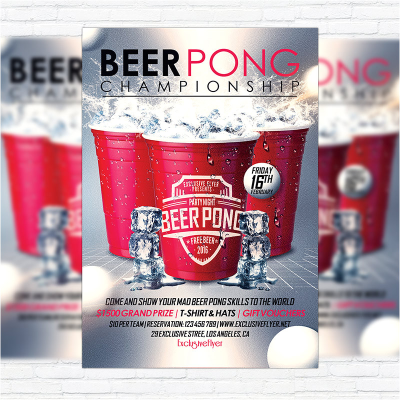beer pong championship premium flyer template facebook cover