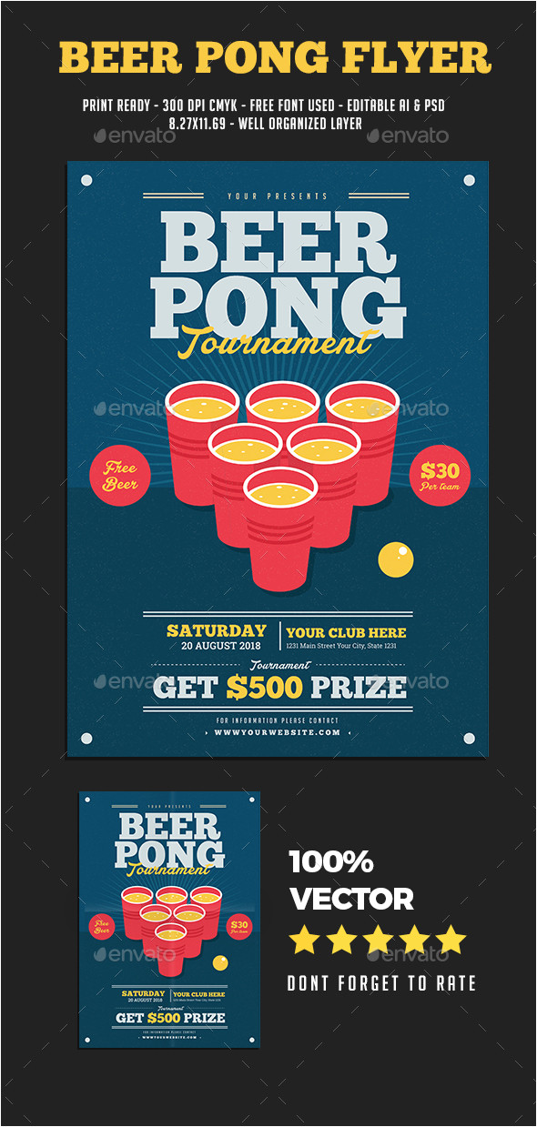 Free Beer Pong Flyer Template Beer Pong Flyer by Guuver Graphicriver