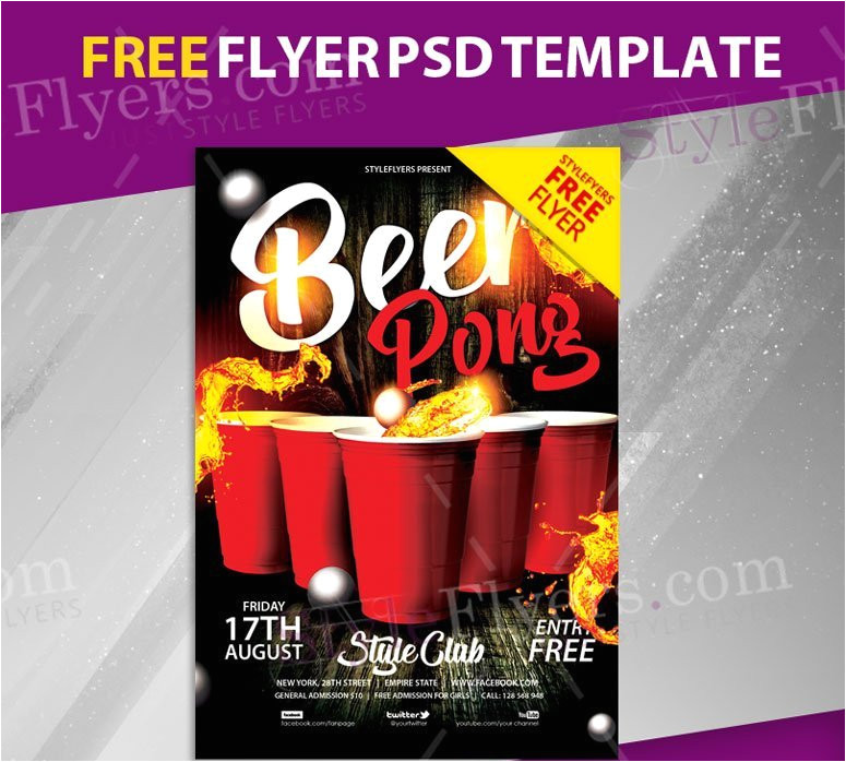 beer pong free flyer psd template