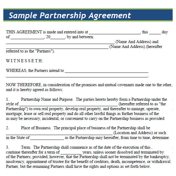 sample partnership agreement