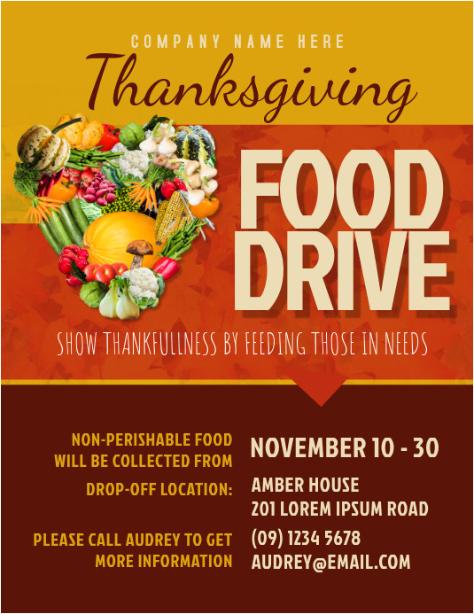 thanksgiving food drive flyer template