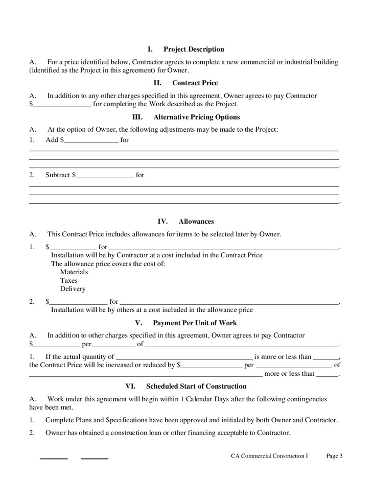 construction contract template
