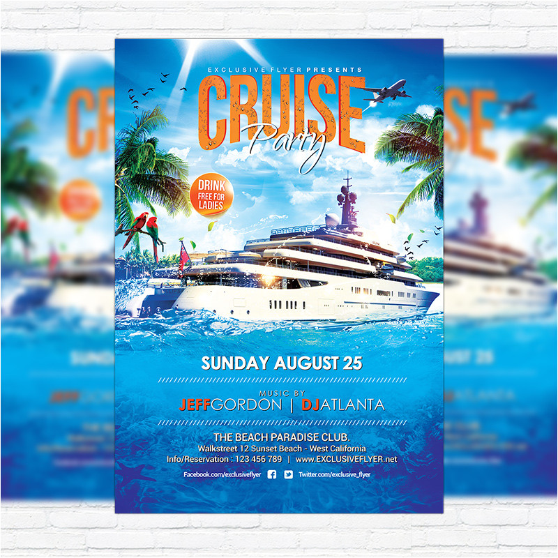 cruise party premium flyer template facebook cover