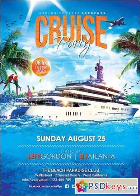 40008 cruise party v5 premium flyer template facebook cover