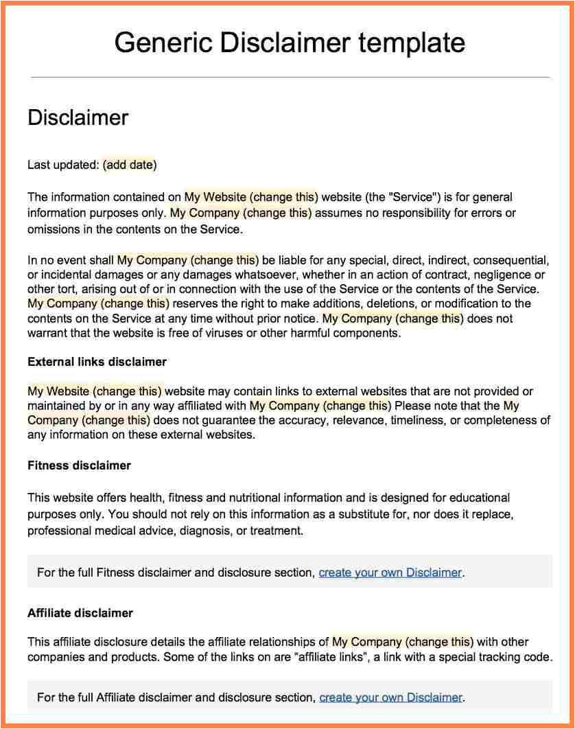 4 disclaimer notice sample
