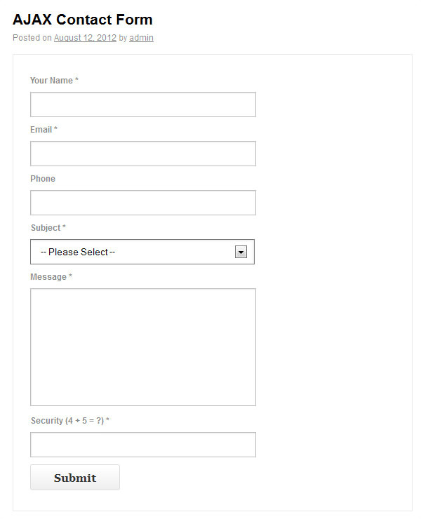 php contact form templates