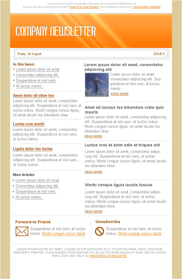 orange email marketing newsletter template