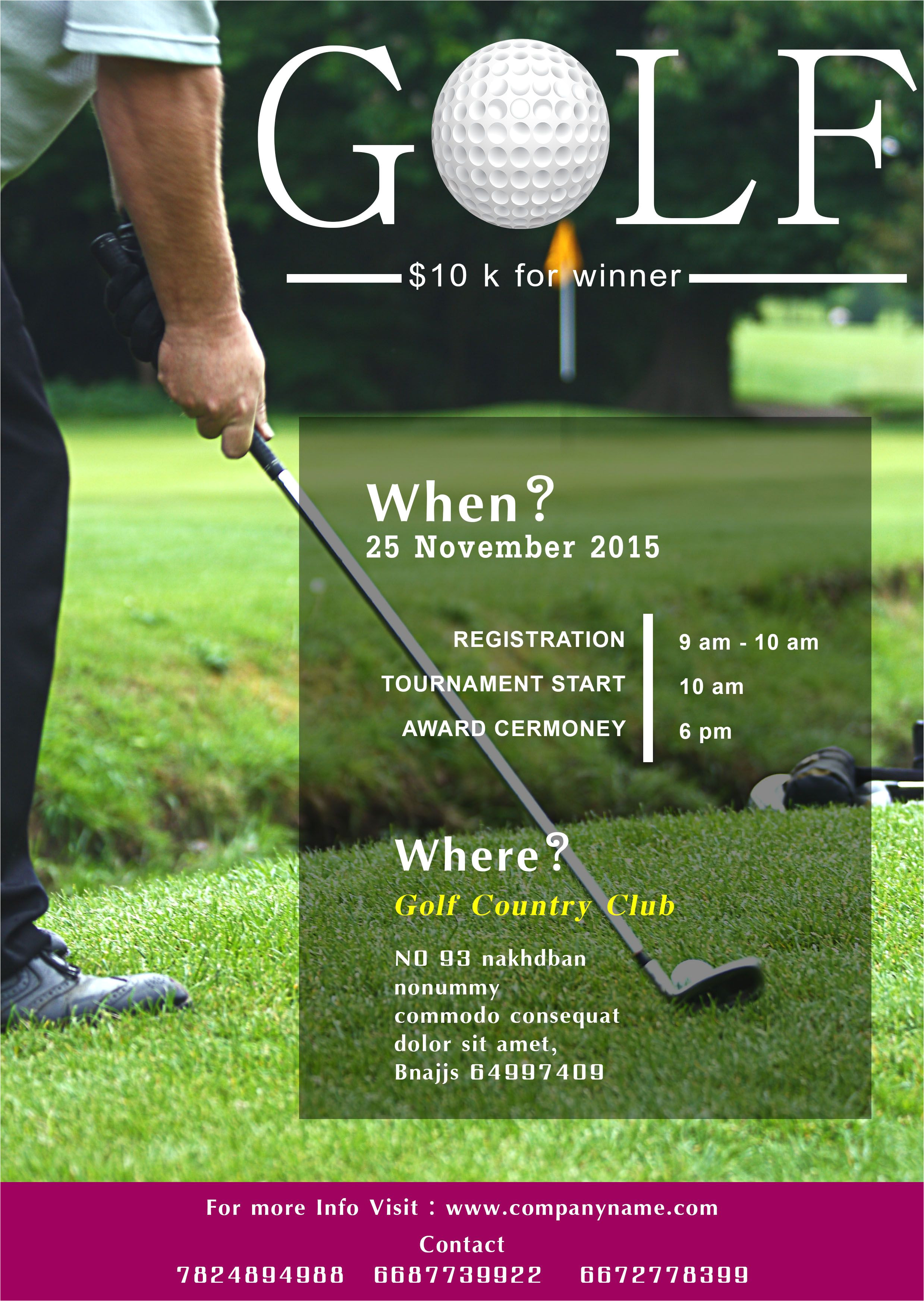 Free Golf tournament Flyer Template Golf tournament Flyer Template Free 15 Free Golf