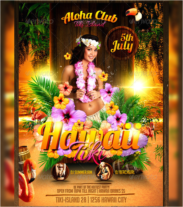 hawaii tiki flyer template 359579815