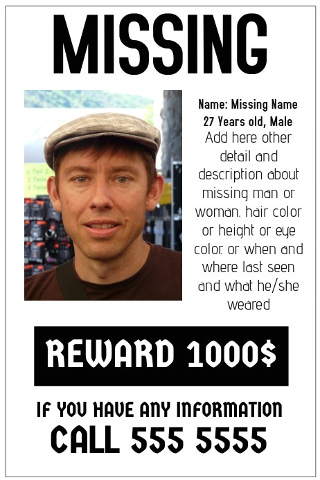 missing poster template