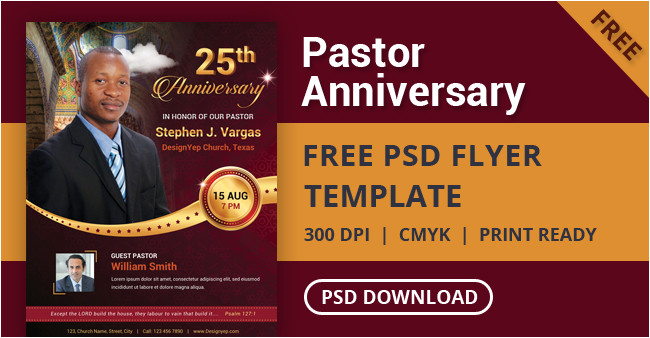 free pastor anniversary flyer psd template