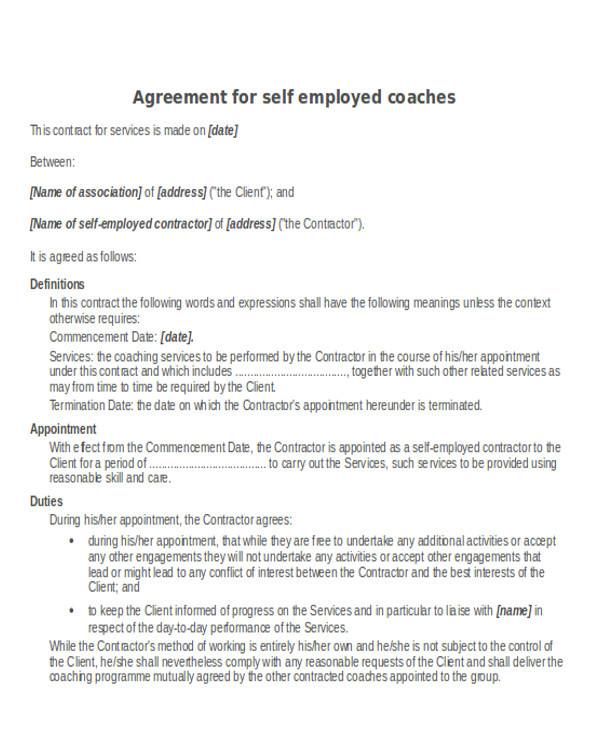 sample contractor agreements