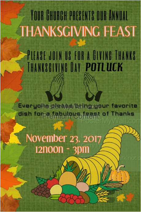 thanksgiving day potluck flyer template