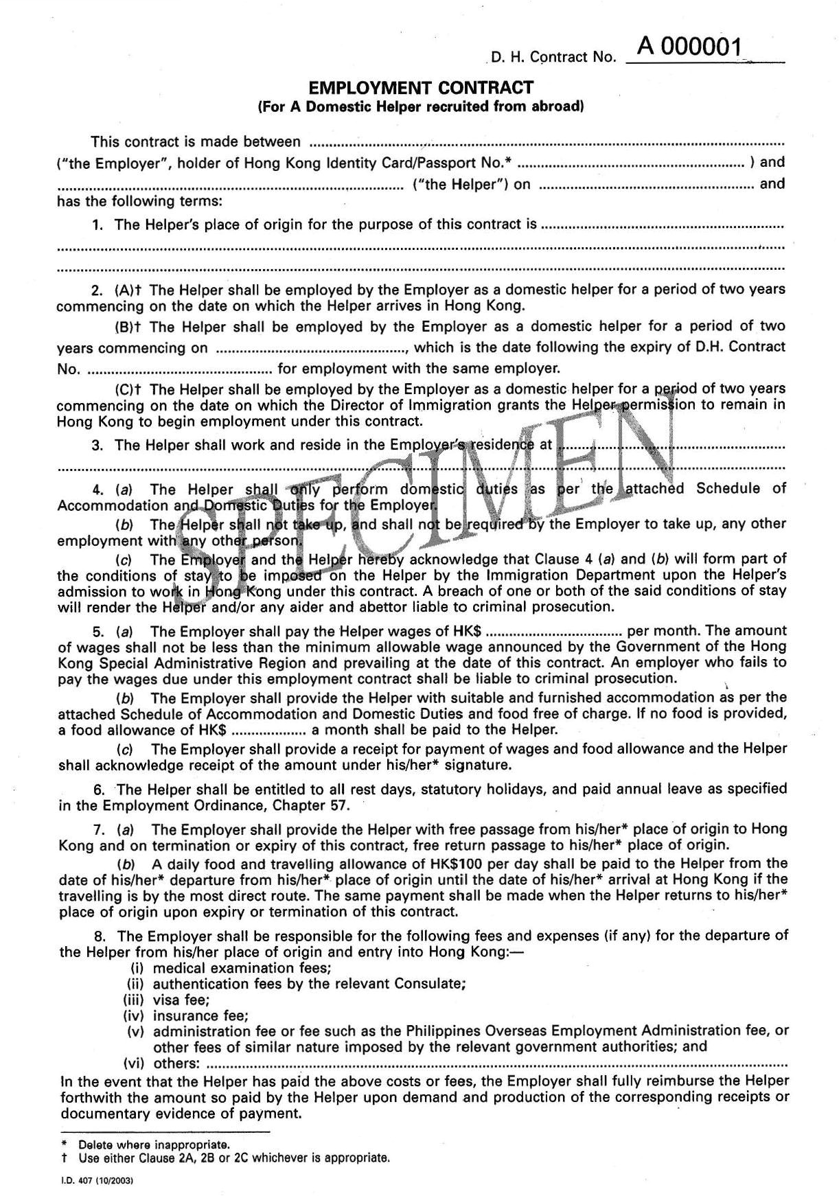 Freelance Contract Template Hong Kong Printable Sample Employment Contract Sample form Laywers