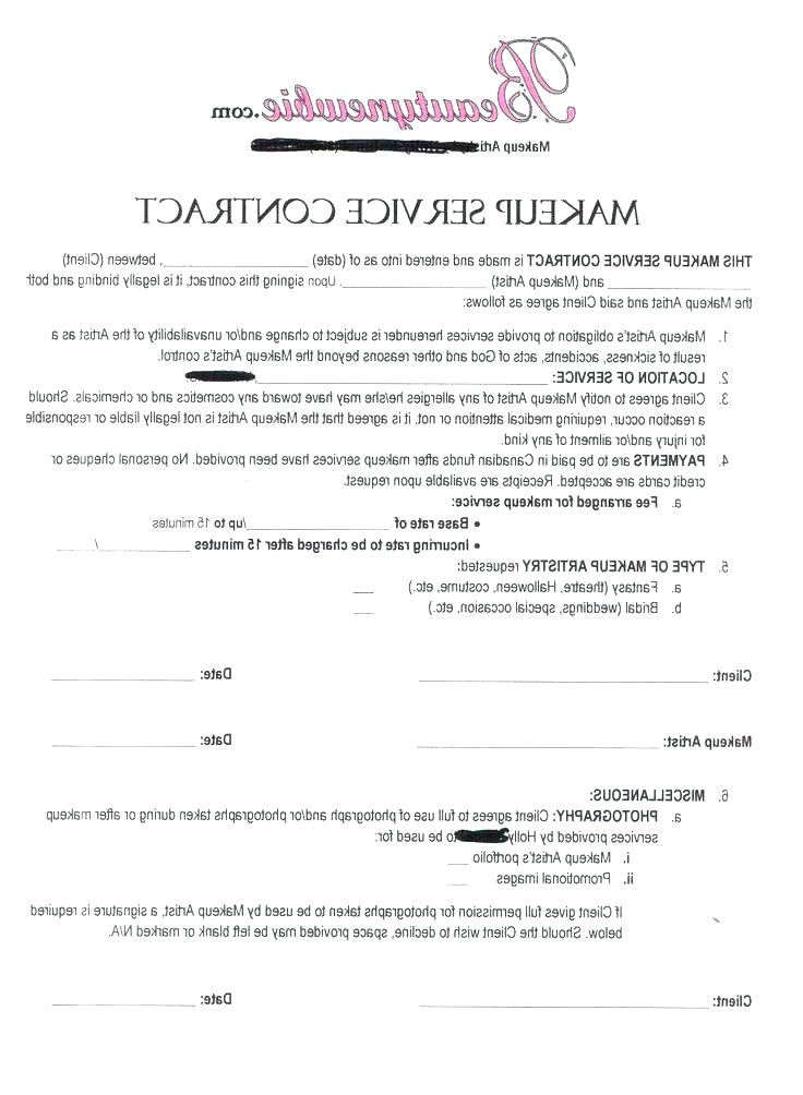 Freelance Hair Stylist Contract Template Sample Contract for Makeup Artist Saubhaya Makeup
