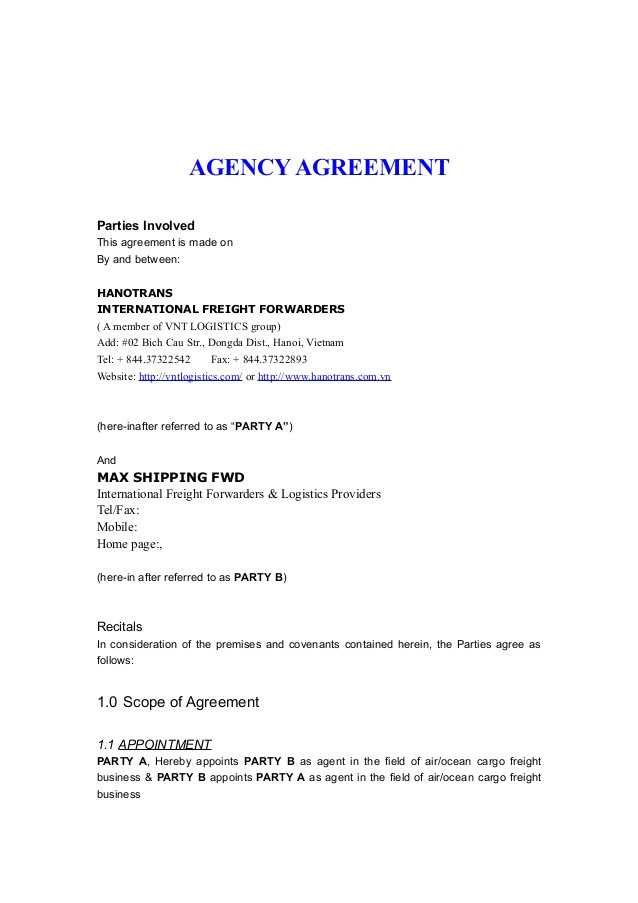 agency agreement hnt ma xshipping
