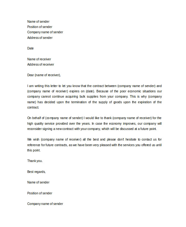 Frustration Of Contract Termination Letter Template 10 Sample Service Termination Letters Pdf Doc Apple