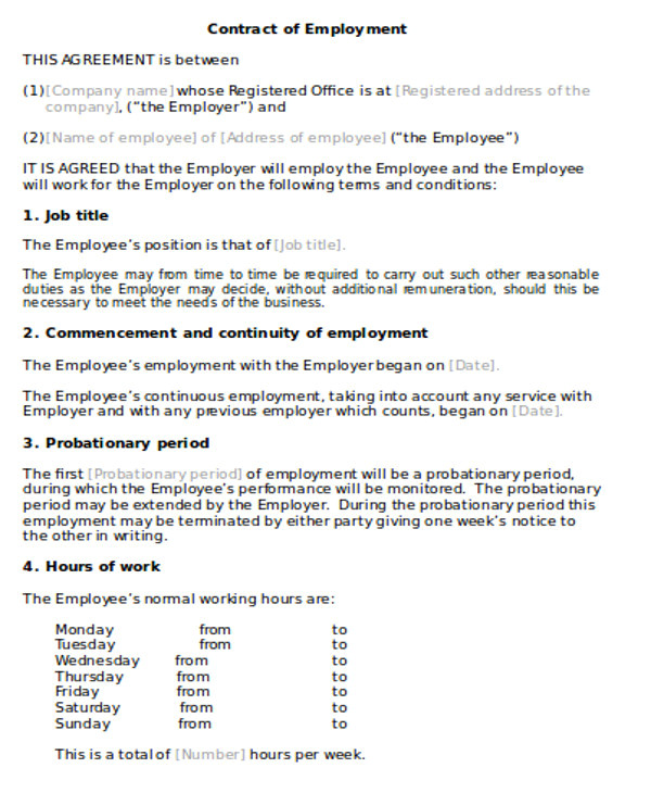 employment agreement contract