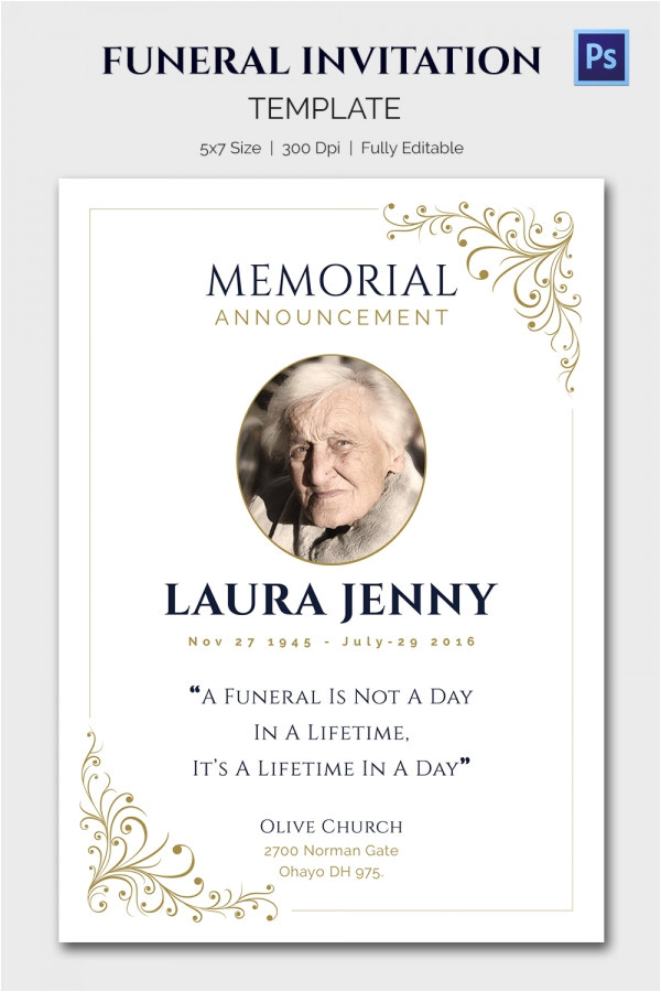 Funeral Announcement Email Template 15 Funeral Invitation Templates Free Sample Example