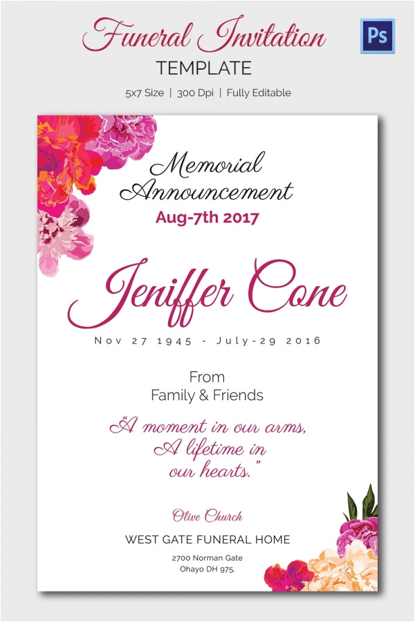 funeral invitation template