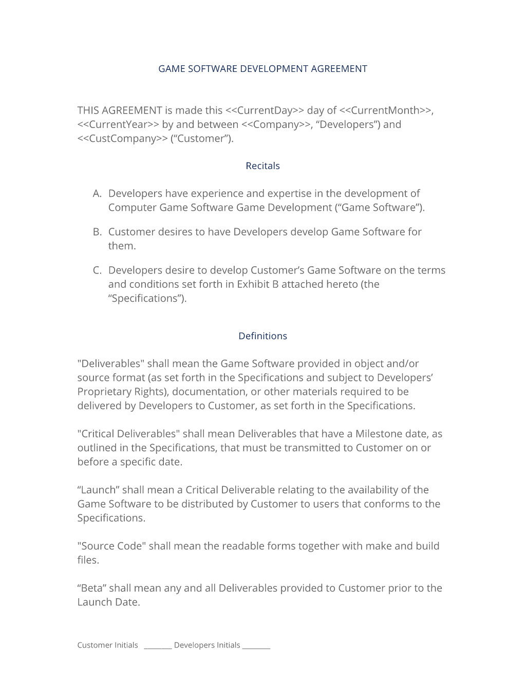 Game Development Contract Template Game software Development Contract 3 Easy Steps