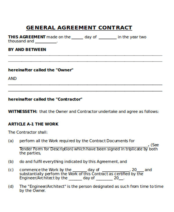 sample contractor agreements
