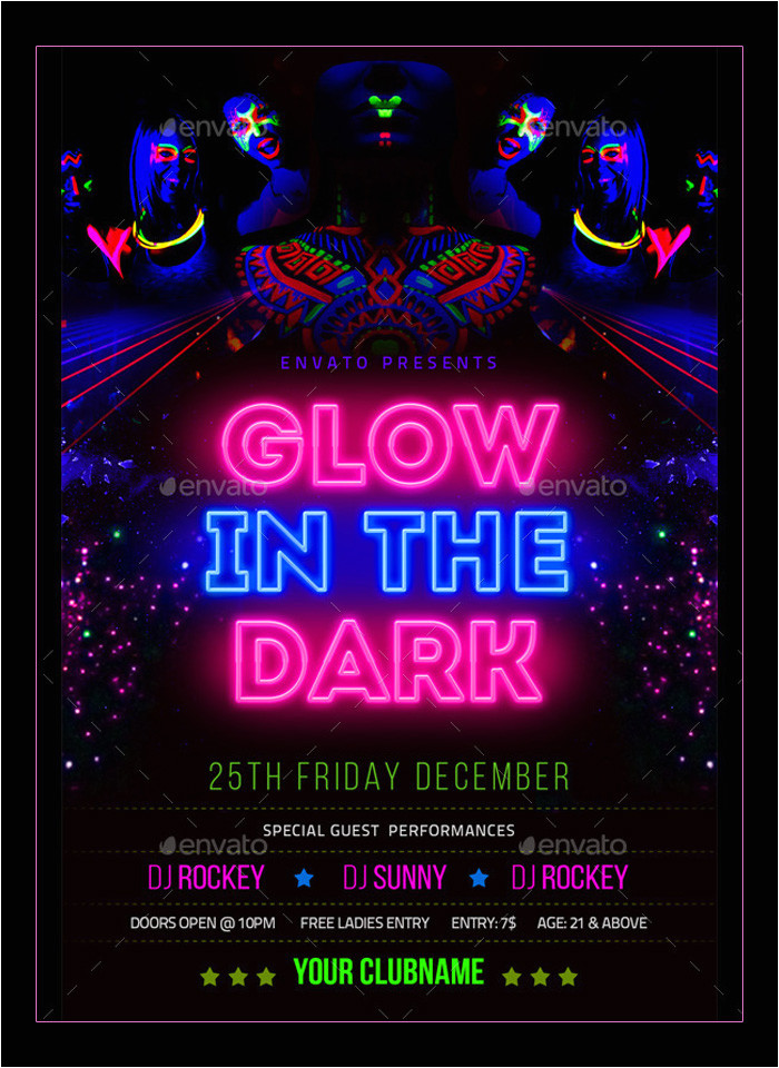 Glow In the Dark Party Flyer Template Free 25 Best Glow Party Flyer Psd Templates Free Premium