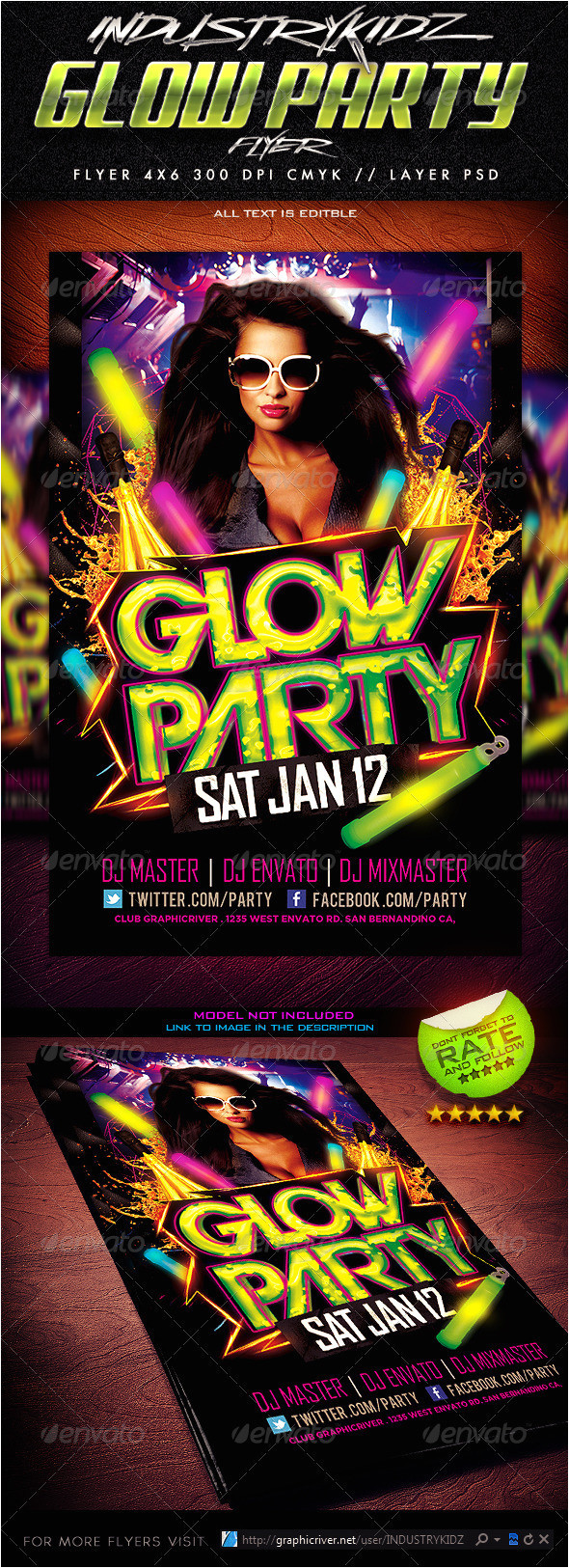 glow party flyer template