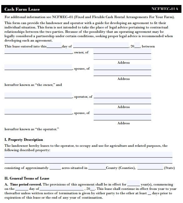 pasture lease agreement template