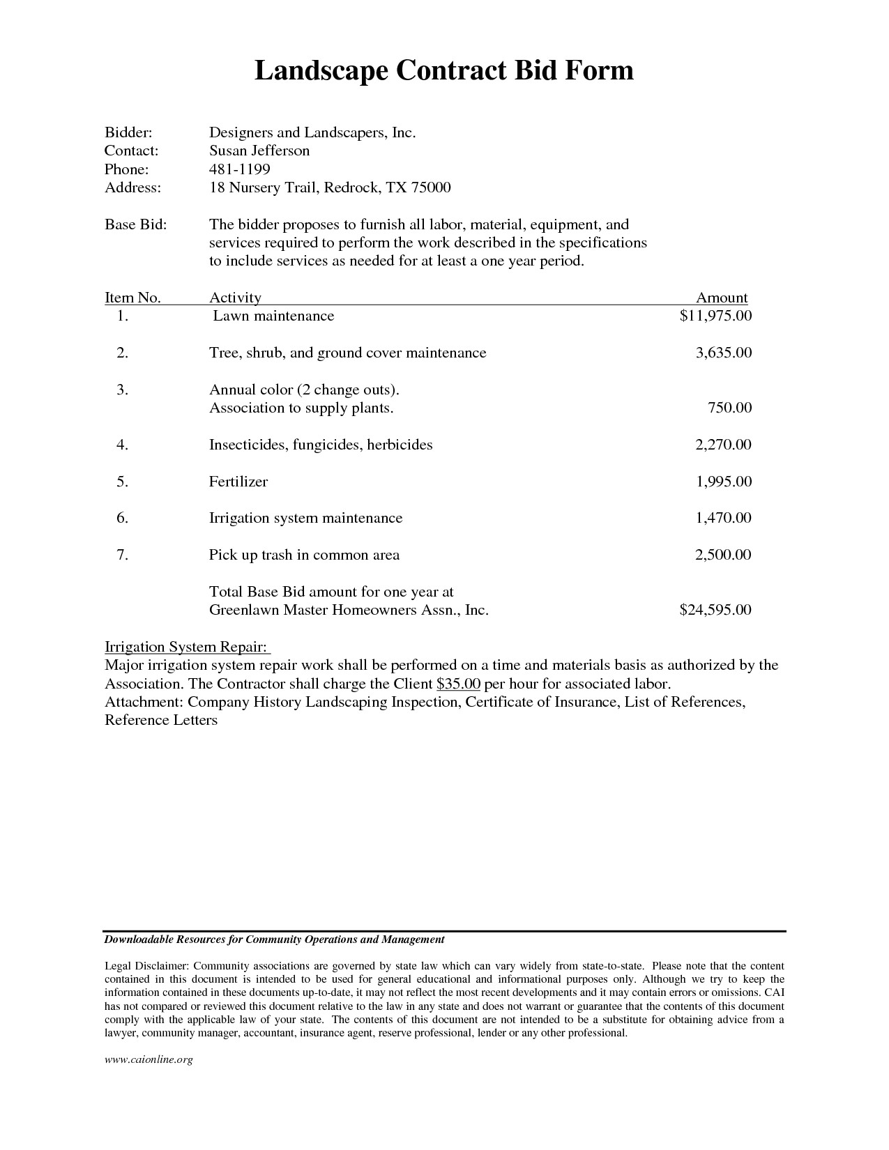 Grounds Maintenance Contract Template Grounds Maintenance Proposal Template One Piece