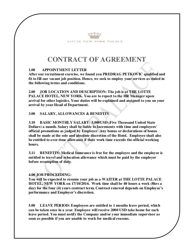 the lotte palace hotel contract of agreement predrag petkovic