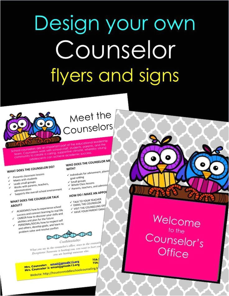 Group Counseling Flyer Template Personalized Counselor Flyers and Signs Guidance Lessons