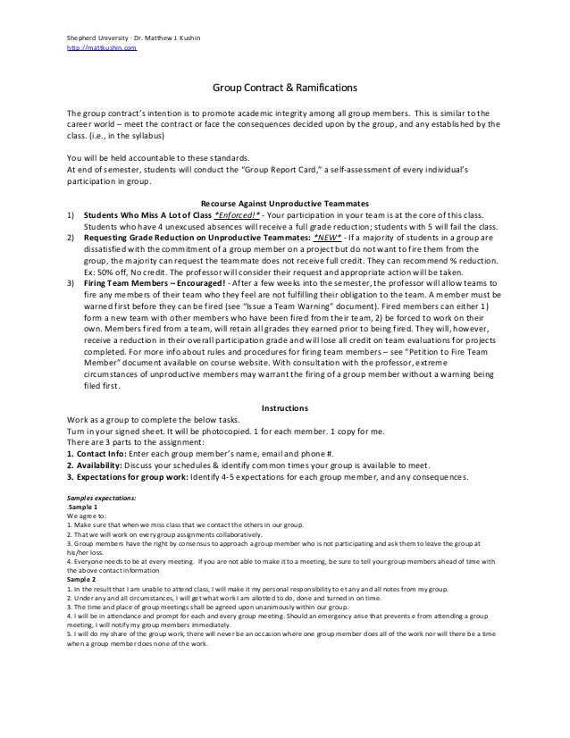 team contract for classroom group projects