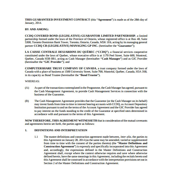 Guaranteed Investment Contract Template Investment Contract Template 18 Download Documents In