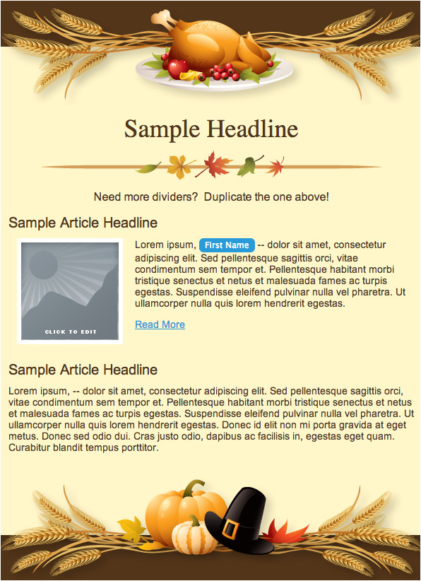 thanksgiving email templates